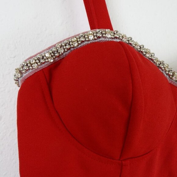 AUW Red Mini Dress Women's Size M Embellished Sexy Valentine's Day - Picture 3 of 9